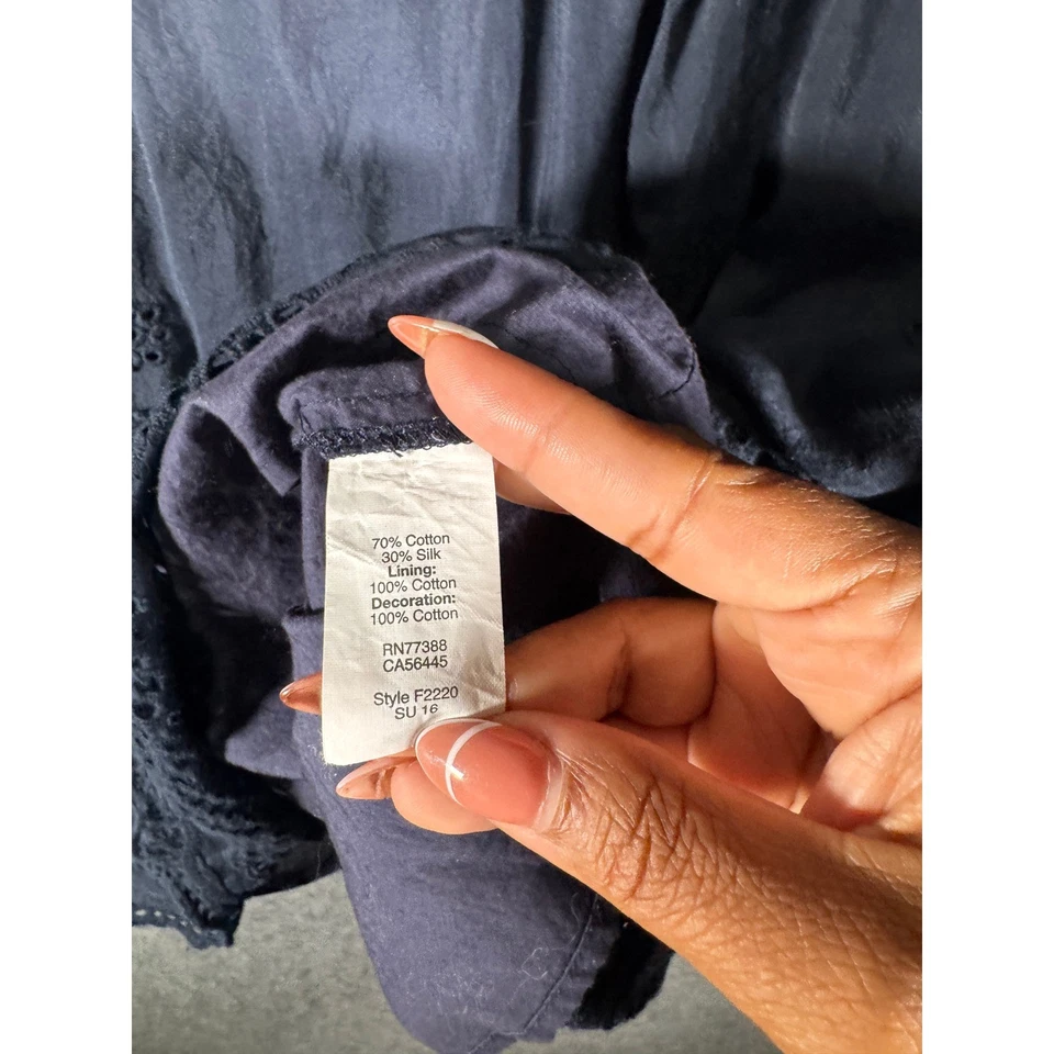 Madewell женское платье M синий отверстие коротким рукавом хлопок шелковая смесь богемное - Изображение 3 из 4