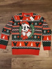 Disney Mickey Mouse Christmas Holiday Wreath Sweater Men  s Size Small See Pics