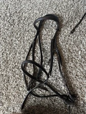Horse size brown leather schooling english bridle (no reins)