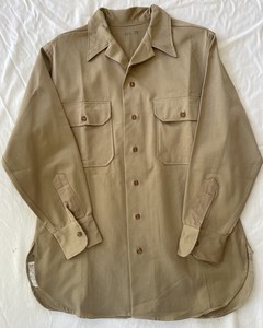 W idealnym stanie oryginalna koszulka chino khaki z II wojny światowej US Army 1942 Dickies Medium odzież robocza Vintage