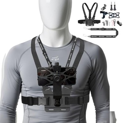 Phone Chest Mount POV Phone Holder with Adjustable Strap for iPhone 16 Pro Max 