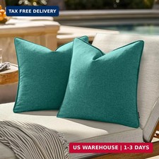 Pack of 2 Decorative Outdoor Waterproof Throw Pillow Covers 18x18 Inch Solid