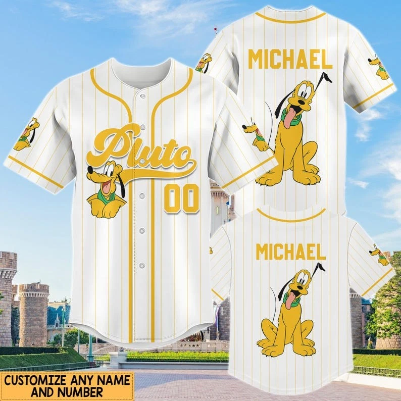 Personalized Cute Pluto Mickey Mouse Dog Baseball Jersey Shirt