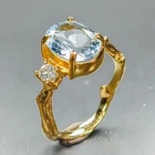 Silver ring Natural Blue Topaz Ring 925 Sterling Silver Size 5.5 /R470896