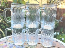 Vintage KIG Indonesia Dimple Beer Mugs – Set of 6 Mid-Century Style Steins
