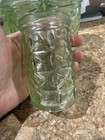 GREEN FROSTED Jelly Jar Juice Glasses VTG Set of 6 "S" embossed bottom 4" QUILT — photo 7