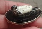 Vtg Sterling Silver Tear Shaped Balinese Goddess Pendant Brooch w Garnets 1 5/8" — photo 3