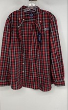 Chaps Mens Red Plaid Easy Care Long Sleeve Button-Up Shirt Size Large