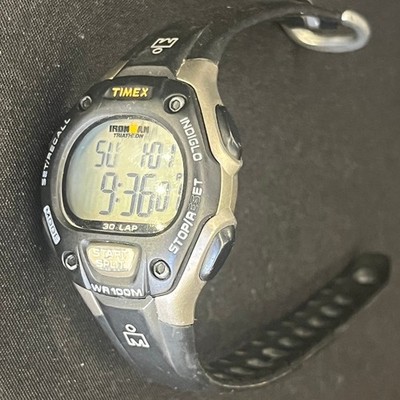 Timex Ironman Triathlon 30 Digital Watch Green Black Indiglo 100M T5E901 New Bat