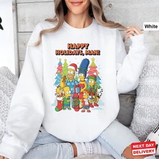 Happy Holidays Man Christmas Sweatshirt, Funny Simpsons Christmas Shirt White