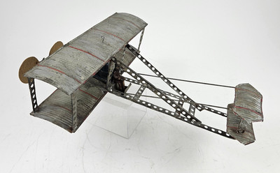 Krauss & Mohr biplane aircraft L: 37 cm with radio. Movement original condition!