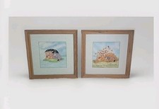 Winnie The Pooh 9.75" Sq Set of 2 Vtg Disney Art Prints Framed Nursery