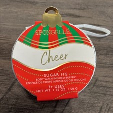 Spongelle Holiday Ornament Infused Bath Sponge Sugar fig 1.75
