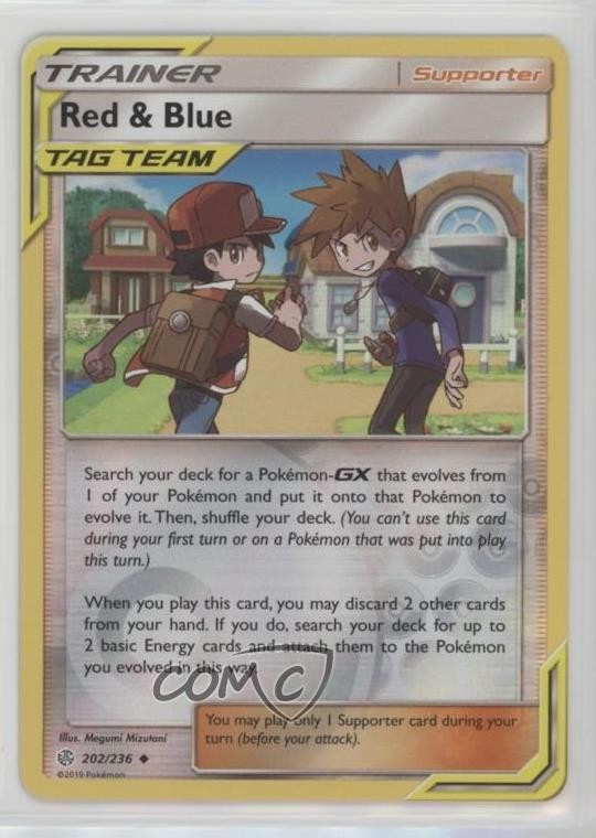 Red & Blue Reverse Foil Pokémon Sun & Moon Cosmic Eclipse #202