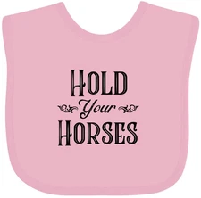 Inktastic Hold Your Horses Baby Bib Farm Southern Ranch Barn Clothing Infant