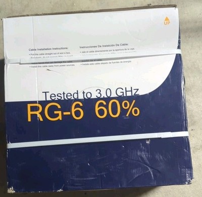 RG6 60% 3.0GHz CMR CATV Coax Coaxial Cable Approximately 800ft 18AWG Solid Black