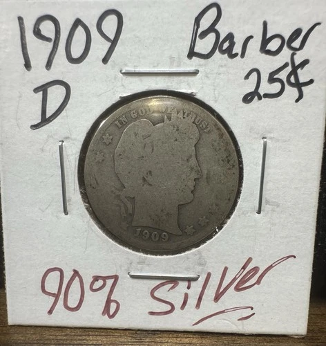 1909-D Barber Quarter Silver 25c Coin