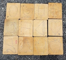 Lot of 12 Ellison Accucut Die Cut 5" x 6" Apple Pmpkin Flag Xmas Tree Mitten