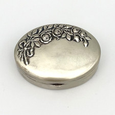 Antike Pillendose Jugendstil Tabatière Alpacca Silber Schmuckbox Schatulle #3931