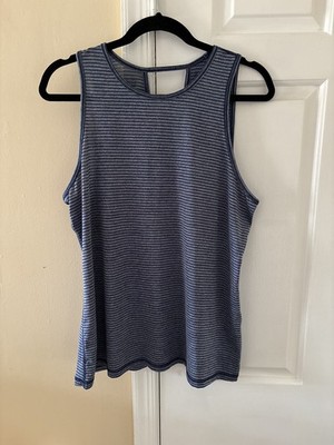 ideology women top xxl blue stripe key hole back