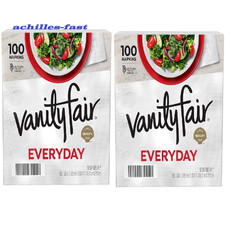Vanity Fair Everyday Napkins, 2 Pack 100 Count, 2 Ply White Dinner Paper Napkins