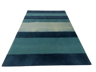 Dip Dyed Wool Rug 5x7.5 Low Loop High Cut Pile Modern Area Carpet