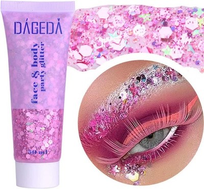 Body Glitter gel 50ml, Mermaid Sequins Chunky Glitter Liquid Gel kit,