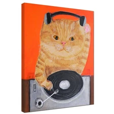 Cat  Illustration, Painting,  Art Panel, Art Board, Finished with Wooden Frame