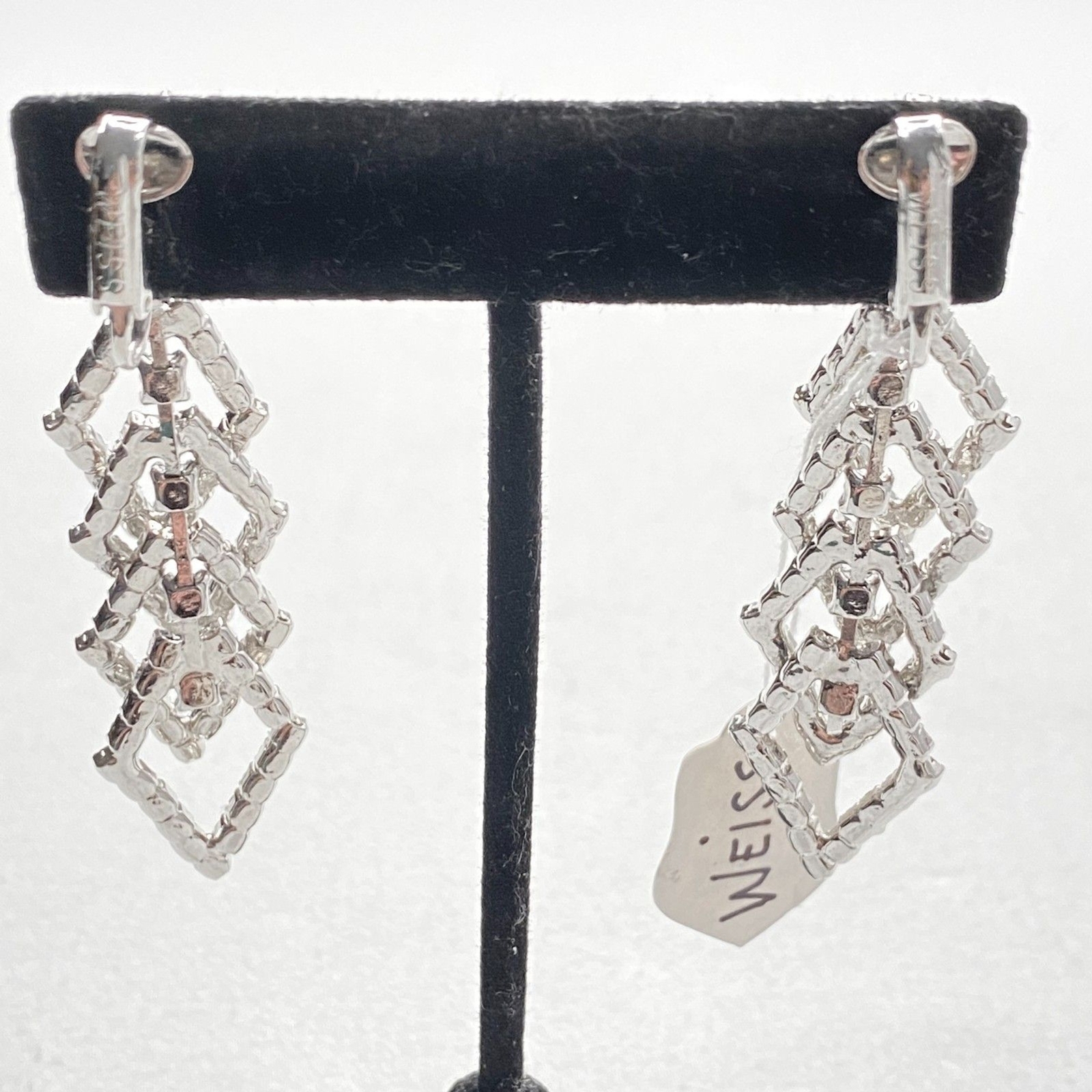 Weiss Dangle Drop Earrings Clear Tiny Rhinestones… - image 3