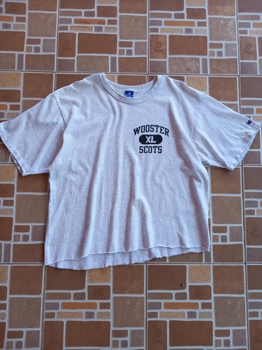 1990s Vintage Champion Wooster Scots XL Cut Off Cropped T Shirt