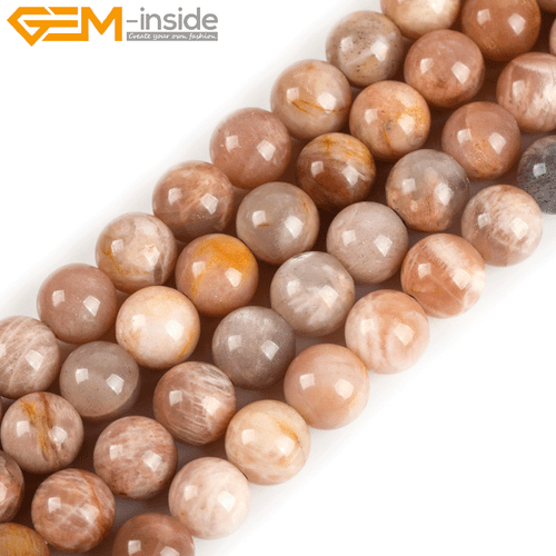 Natural Sunstone Round Loose Beads 15" Big Hole Stone Beads Jewelry Making Craft - Picture 9 of 34