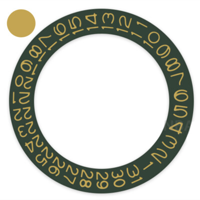 Dark Hunter Green Background Flaxen Yellow Font Date Wheel for 35 NH36