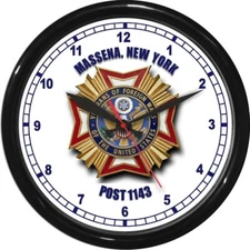 12.25" VFW Personalized Wall Clock Military Patriotic Service Post  0724