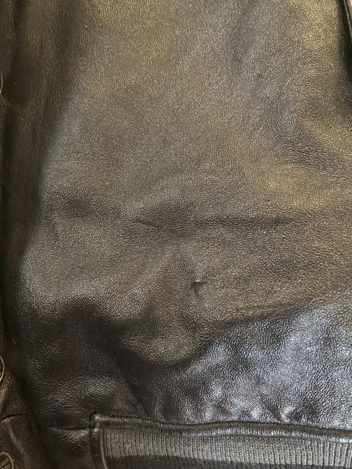 Chaqueta de motociclista de bombardero con cremallera de cuero negro Phat Farm para hombre talla 5XL Foto 4 de 4