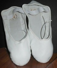 White Leather Full Suede Sole Ballet ShoesA2001A attached elastics Eurotard