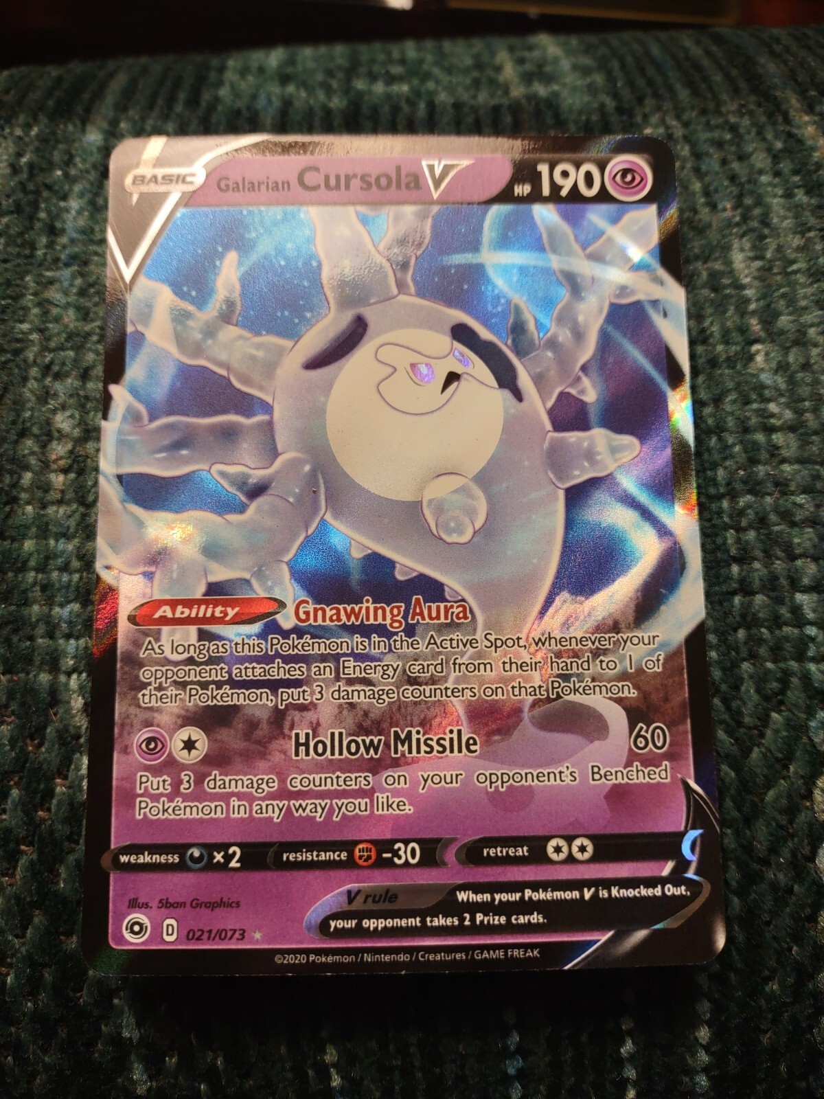 Galarian Cursola V 21/73 - Ultra Rare Champion's Path Pokemon Card NM+