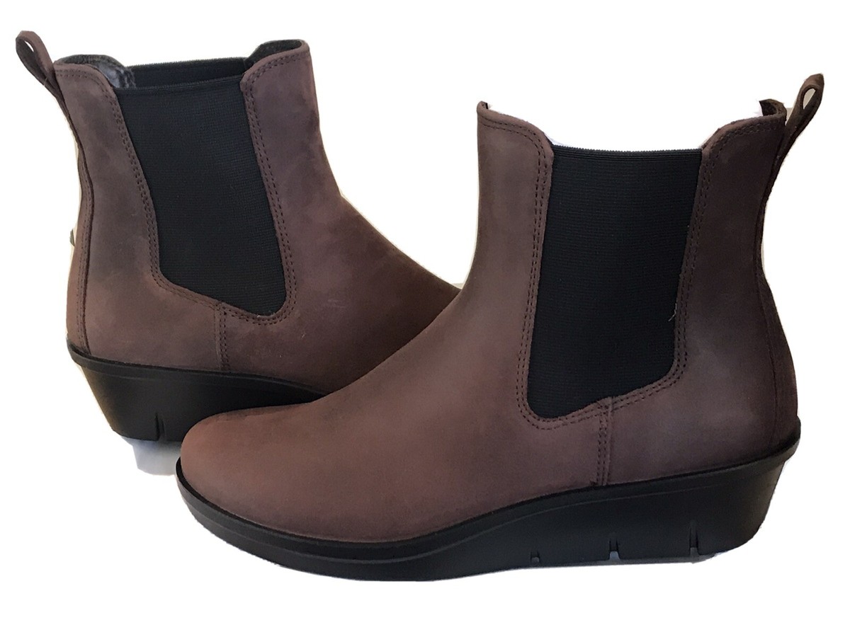 せ？よう ECCO Skyler Wedge Chelsea Boot Brown Leather #286133 NWT MRSP $170