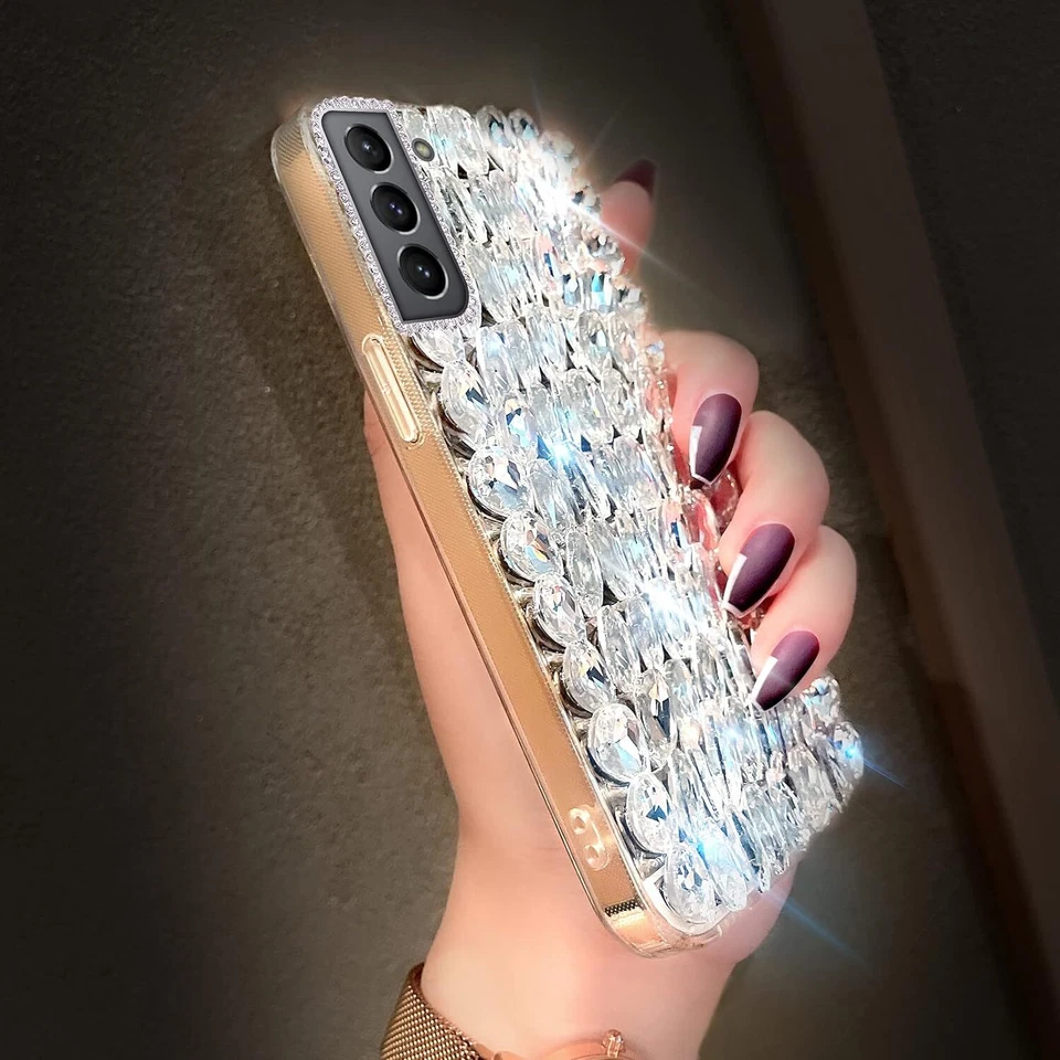 Women Bling Diamond 3D Sparkle Crystal Clear Stones Back Phone Case For Nokia/LG - Image 3 of 4