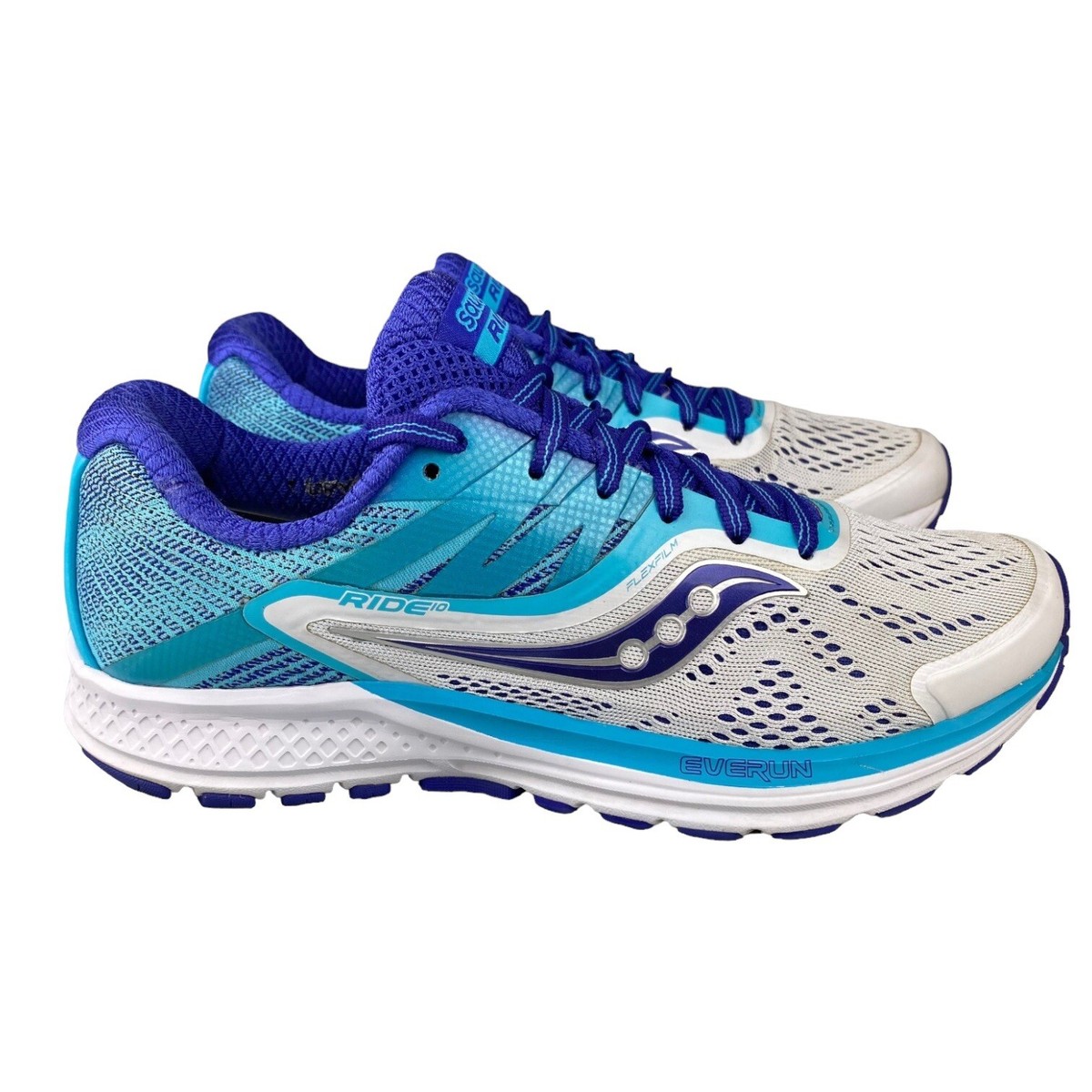 Saucony Ride 10 Running Shoes Womens Size White Blue Sneakers S10375-3