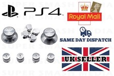 SILVER METAL BUTTONS SET FOR PS4 CONTROLLER DUALSHOCK 4 REPLACEMENT MOD - NEW