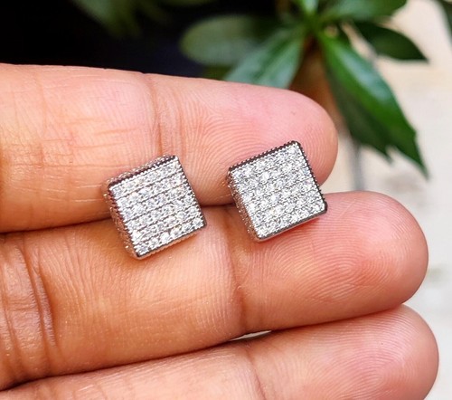 2Ct Round Cut Lab-Created Diamond Cluster Stud Earrings 14K White Gold Plated