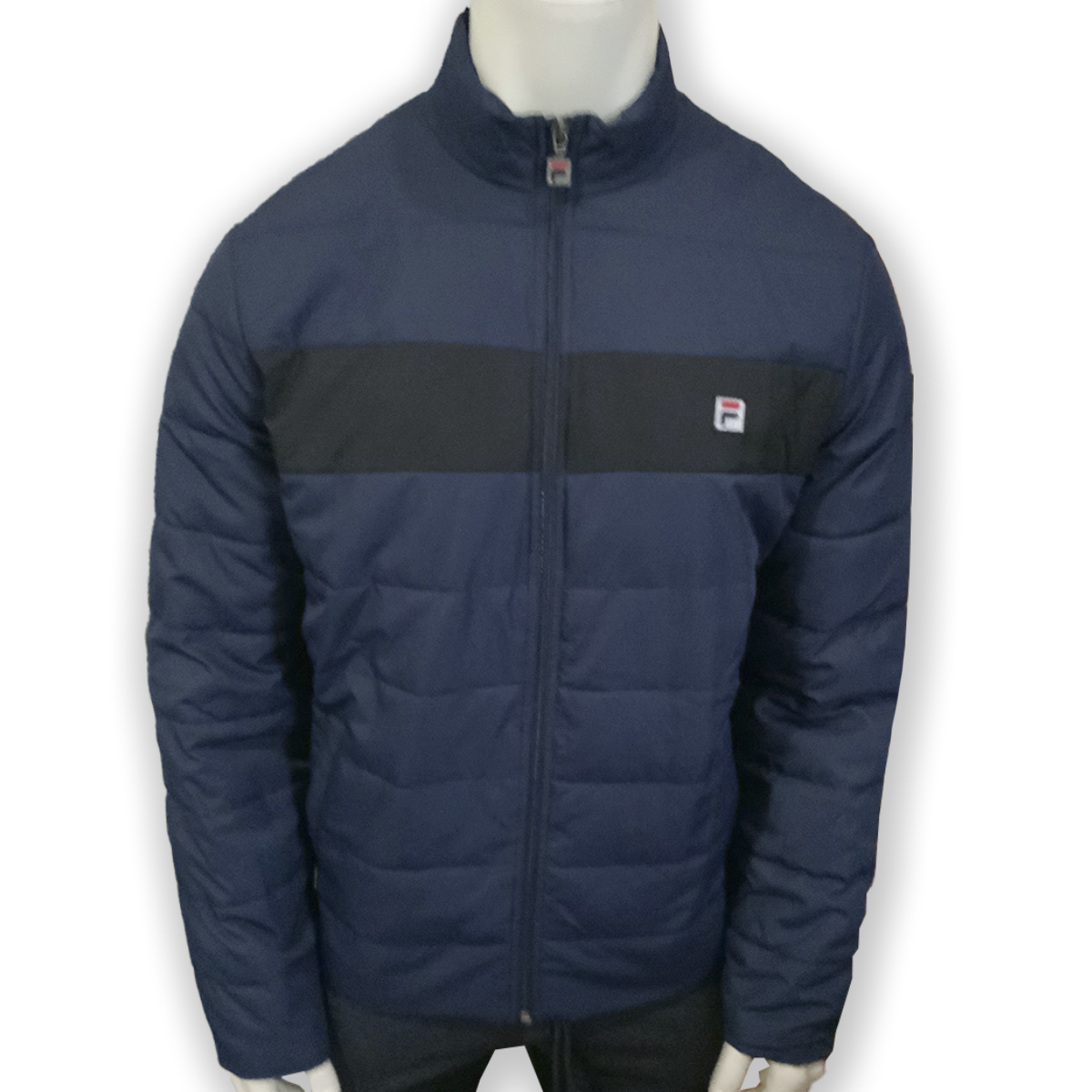 GIUBBINO IMBOTTITO NUOVO CON ETICHETTE FILA MSRP $64 99 UOMO BLU NAVY ZIP MANICA LUNGA TAGLIA S L