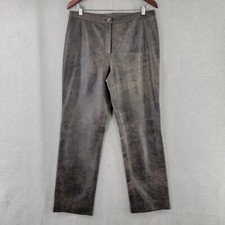 Vintage Leather Womens Pants High Rise Straight Size 12 Brown Tanner Moto