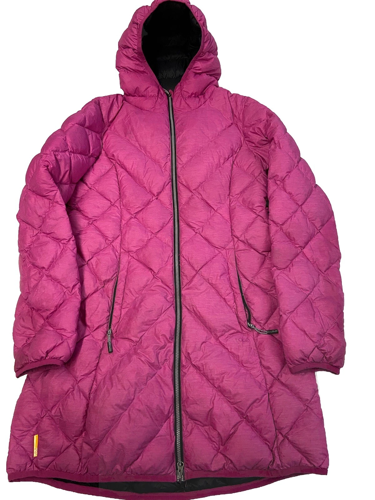 lole long hooded feather down puffer jacket
