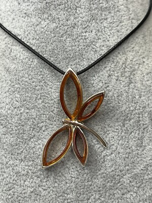 NATUR BALTISCHER BERNSTEIN Anhänger. Bernstein LIBELLE ANHÄNGER mit Sterling Silber 925.