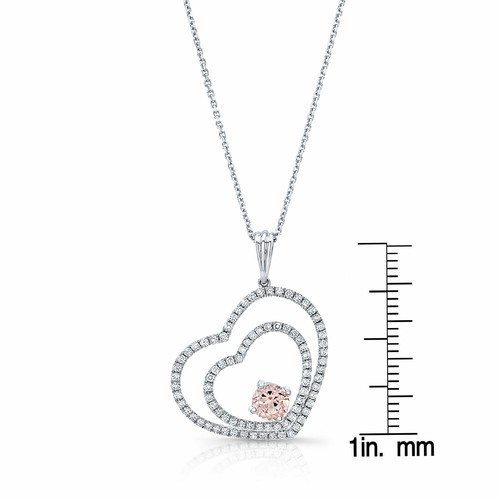18K Weißgold Diamant Morganit Herz Anhänger Halskette Rund Schliff Damen 1.00TCW - Bild 3 von 3