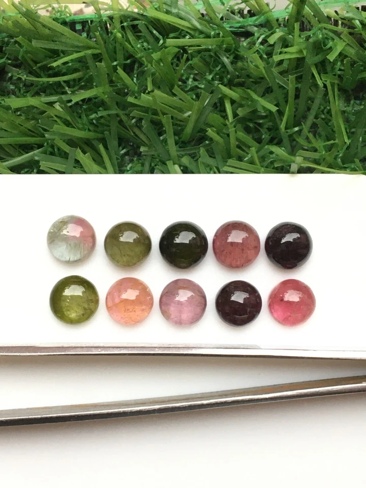 Fantastic multi tourmaline cabochon good quality 10 pieces round 20.25 carat - Image 3 of 4