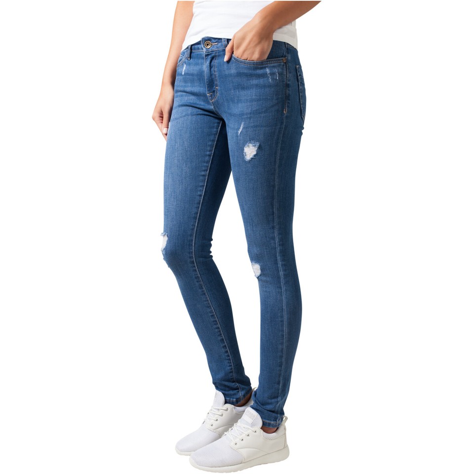 Urban Classics Ladies Ripped Denim Pants Ladies Jeans Pants Leisure