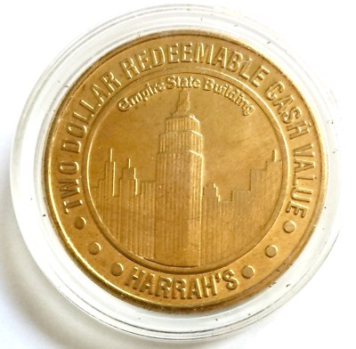 VINTAGE HARRAH'S CASINO $2.00 COIN RENO NEVADA WORLDS 7 WONDERS