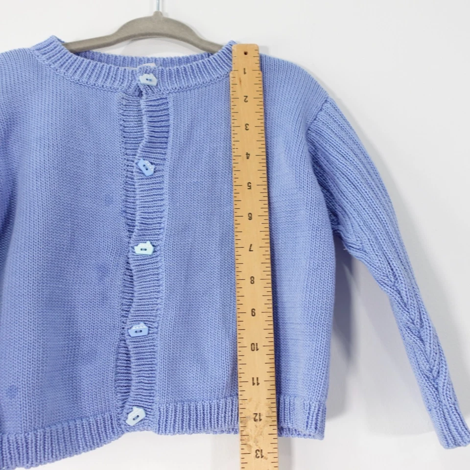 Cardigã MULBERRIBUSH Suéter Azul Bebê 24M Malha Criança Algodão Botão Envio Peru - Imagem 3 de 4